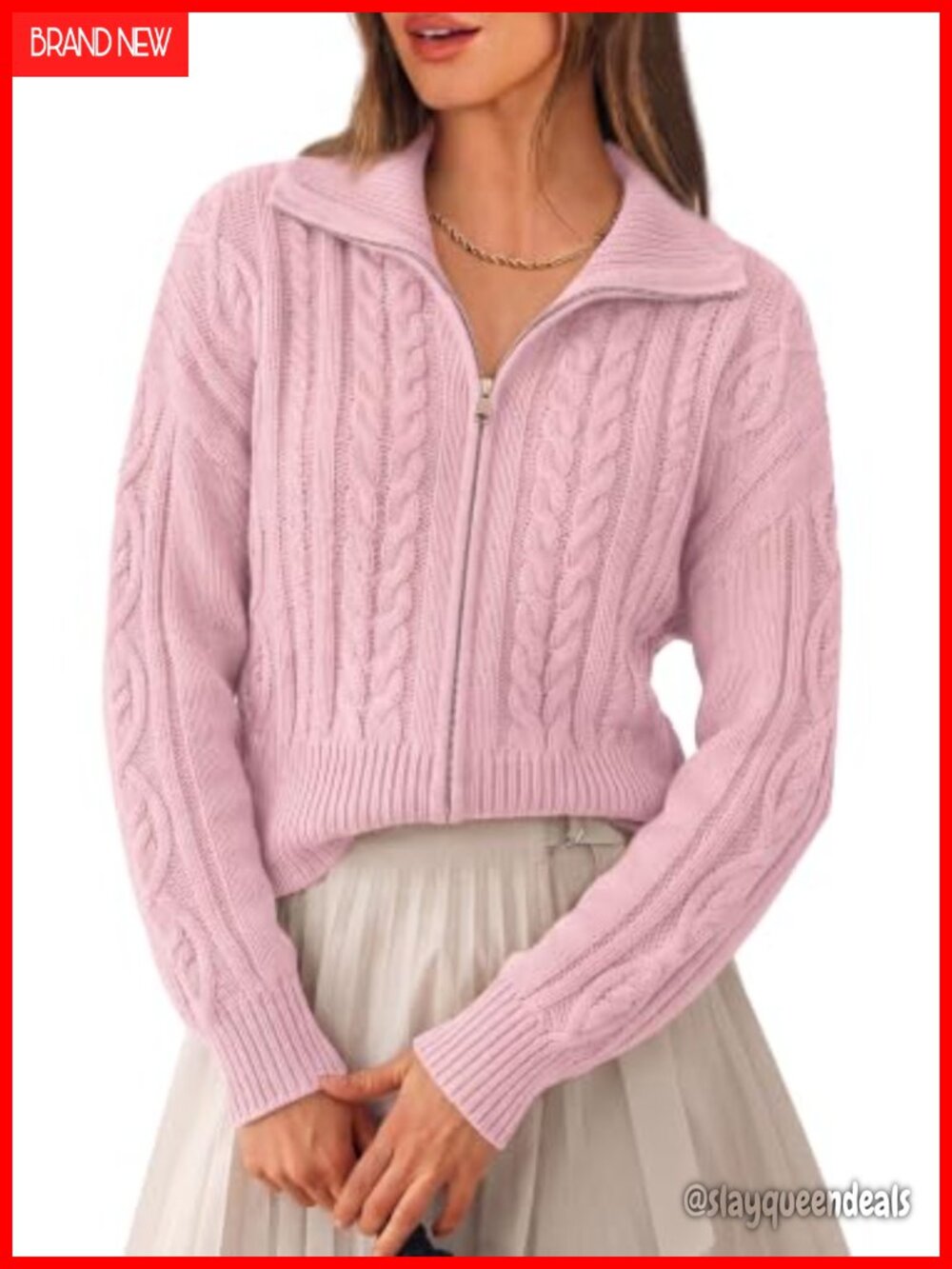 PRETTYGARDEN Zip Up Cropped Cardigan Sweater
